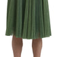 Dolce & Gabbana Enchanting Metallic Green Pleated A-Line Skirt