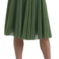 Dolce & Gabbana Enchanting Metallic Green Pleated A-Line Skirt