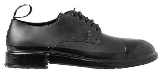 Dolce & Gabbana Elegant Derby Lace-Up Leather Shoes in Black