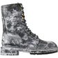 Dolce & Gabbana Chic Black Lace-Up Boots with Gray White Fade