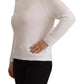 Alpha Studio Elegant White Cotton Pullover Sweater