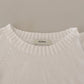 Alpha Studio Elegant White Cotton Pullover Sweater