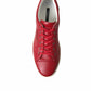 Dolce & Gabbana Elegant Red Leather Low Top Sneakers