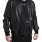 Dolce & Gabbana Elegant Black Leather Bomber Jacket