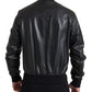 Dolce & Gabbana Elegant Black Leather Bomber Jacket