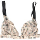 Costume National Elegant Floral Print Beige Bra