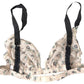 Costume National Elegant Floral Print Beige Bra