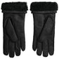 Dolce & Gabbana Elegant Black Leather Winter Gloves