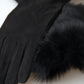 Dolce & Gabbana Elegant Leather Elbow Length Gloves with Fur Trim