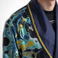 Dolce & Gabbana Marble Blue Silk Long Robe Luxury Sleepwear