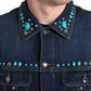 Dolce & Gabbana Embellished Turquoise Denim Jacket