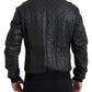 Dolce & Gabbana Elegant Black Leather Bomber Jacket