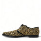 Dolce & Gabbana Elegant Gold Black Suede Derby Dress Shoes