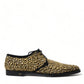 Dolce & Gabbana Elegant Gold Black Suede Derby Dress Shoes