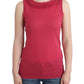 John Galliano Elegant Pink Sleeveless Wool Knit Top