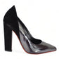 Cédric Charlier Chic Metallic Gray Leather Pumps