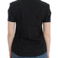 John Galliano Elegant Black Cotton Stretch Shortsleeve Blouse