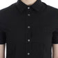 John Galliano Elegant Black Cotton Stretch Shortsleeve Blouse