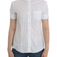 John Galliano Chic White Cotton Blend Shortsleeve Blouse