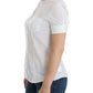 John Galliano Chic White Cotton Blend Shortsleeve Blouse