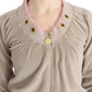 Cavalli Beige Zip Cardigan with Gold Tone Accents