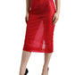 Dolce & Gabbana Chic Red High Waist Sheer Midi Skirt