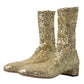 Dolce & Gabbana Elegant Mid Calf Gold Boots Exclusive Design