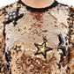 Dolce & Gabbana Exquisite Gold Sequined Star Sheath Dress