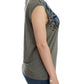 Costume National Chic Sleeveless Gray Top with Blue Detailing