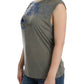 Costume National Chic Sleeveless Gray Top with Blue Detailing