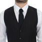 Dolce & Gabbana Chic Black Striped Wool Silk Dress Vest