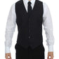 Dolce & Gabbana Chic Black Striped Wool Silk Dress Vest