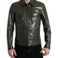 Dolce & Gabbana Emerald Elegance Leather Biker Jacket