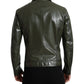 Dolce & Gabbana Emerald Elegance Leather Biker Jacket