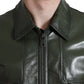 Dolce & Gabbana Emerald Elegance Leather Biker Jacket