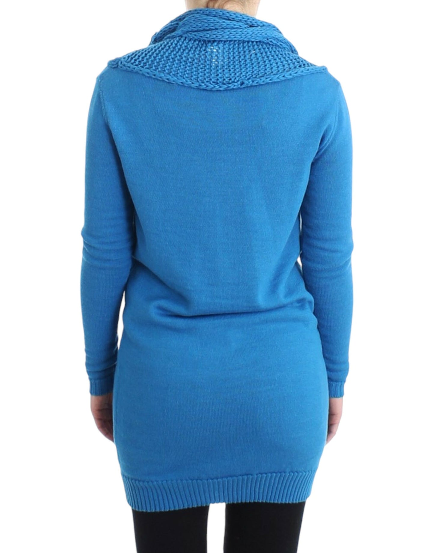 Costume National Cozy Scoop Neck Blue Knit Sweater