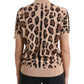 Dolce & Gabbana Elegant Beige Leopard Turtleneck Wool Top