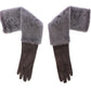 Dolce & Gabbana Elegant Gray Mink Fur Leather Elbow Gloves