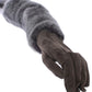 Dolce & Gabbana Elegant Gray Mink Fur Leather Elbow Gloves