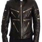 Dolce & Gabbana Elegant Brown Gold-Detailed Leather Jacket