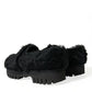 Dolce & Gabbana Elegant Black Fur Slip On Loafers for Men