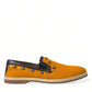 Dolce & Gabbana Exclusive Orange Canvas Loafers with Studs