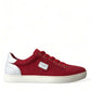 Dolce & Gabbana Elegant Red & White Low Top Sneakers