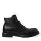 Dolce & Gabbana Elegant Black Horse Leather Ankle Boots