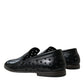 Dolce & Gabbana Elegant Black Leather Perforated Loafers