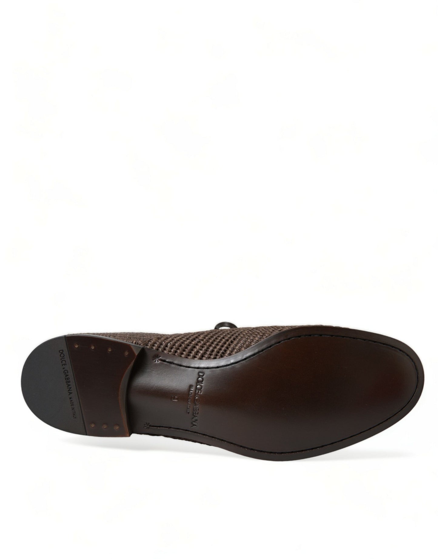 Dolce & Gabbana Elegant Raffia Upper Derby Shoes - Lace Up in Brown