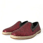 Dolce & Gabbana Red Sequined Leather Loafers