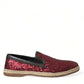 Dolce & Gabbana Red Sequined Leather Loafers