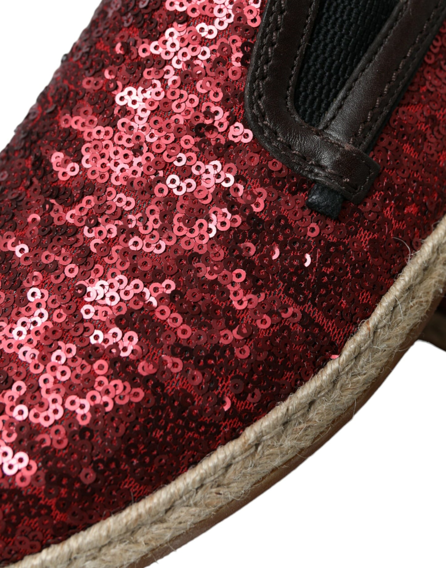 Dolce & Gabbana Red Sequined Leather Loafers