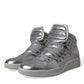 Dolce & Gabbana Silver Leather High-Top Sneakers